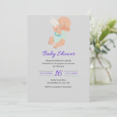 Modern grijs Baby showers Kaart met Baby Boy (Staand voorkant)