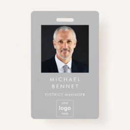 Modern Grijs Bedrijfsfoto ID Badge