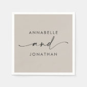 Modern grijs beige minimale hedendaagse bruiloft servet (Voorkant)