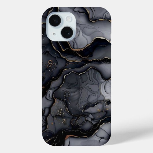 Modern grijs Blackgold Marble Monogram Gepersonali Case-Mate iPhone Case (Achterkant)