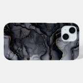Modern grijs Blackgold Marble Monogram Gepersonali Case-Mate iPhone Case (Achterkant (horizontaal))