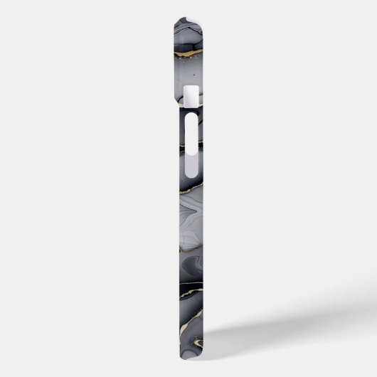 Modern grijs Blackgold Marble Monogram Gepersonali Case-Mate iPhone Case (Achterkant / Links)
