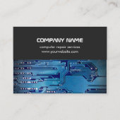 Modern grijs blauw circuit board computer reparati visitekaartje (Voorkant)