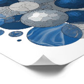 Modern grijs BLAUW EN WITTE BALLEN Design Poster (Hoek)