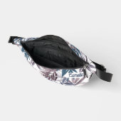 Modern Grijs Blauw Tropisch Blad Naam Aangepaste R Heuptasje (Open)