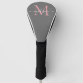 Modern Grijs Blush Roze Monogram Girly Chic Script Golfheadcover (Voorkant)