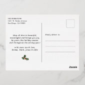 Modern grijs botanisch groen 3 foto goud folie feestdagen briefkaart (Achterkant)