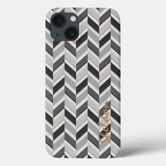 Modern grijs chevron geometrisch patroon monogram Case-Mate iPhone case (Achterkant)