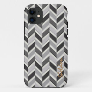 Modern grijs chevron geometrisch patroon monogram Case-Mate iPhone case