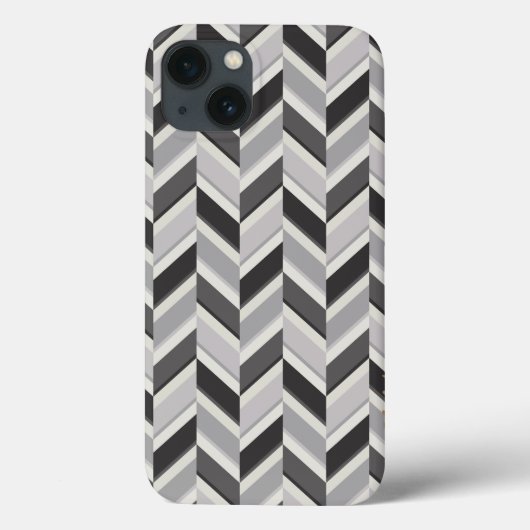 Modern grijs chevron geometrisch patroon monogram Case-Mate iPhone case (Achterkant)