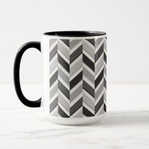 Modern grijs chevron geometrisch patroon monogram mok