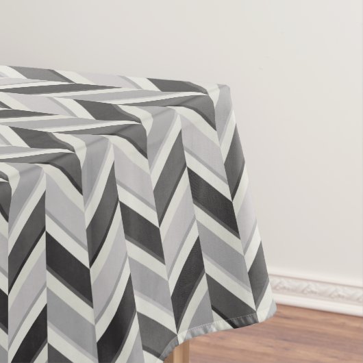 Modern grijs chevron geometrisch patroon monogram tafelkleed (Voorbeeld)