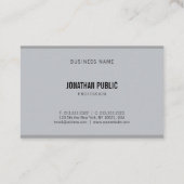 Modern grijs Elegant Eenvoudige Sjabloon Professio Visitekaartje (Achterkant)