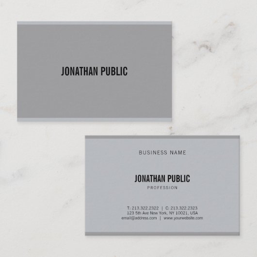 Modern grijs Elegant Eenvoudige Sjabloon Professio Visitekaartje (Voorkant / Achterkant)