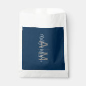 Modern grijs en blauw koppelmonogram bedankzakje (Voorkant)
