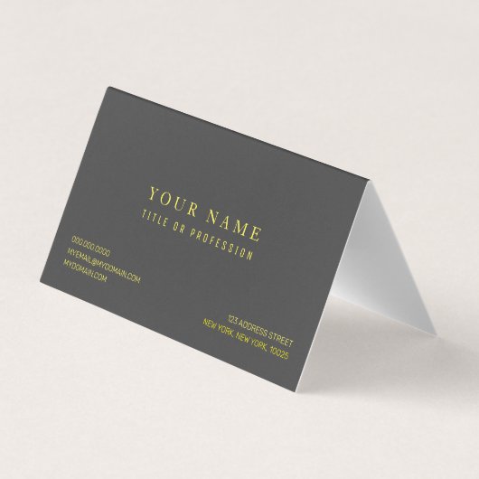 Modern grijs en geel vet visitekaartje (Achterkant)