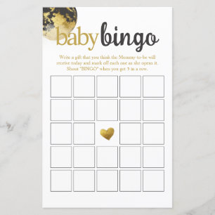 Modern grijs en goud Baby Bingo Baby shower spel
