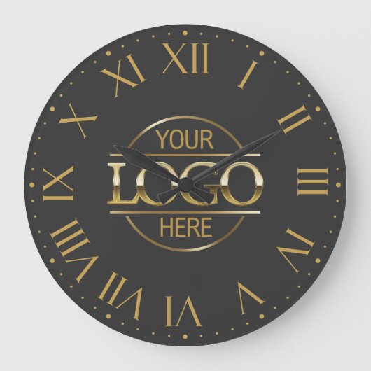 Modern Grijs en Goud Merk Bedrijf Business Logo Grote Klok (Voorkant)