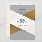 Modern grijs en goudgeometrisch Baby shower Kaart (Voorkant)