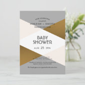 Modern grijs en goudgeometrisch Baby shower Kaart (Staand voorkant)