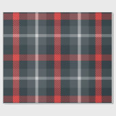 Modern grijs en rood tartan: strak geplakt cadeaupapier (Vlak)