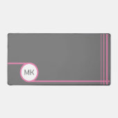 Modern Grijs en Roze Monogram Bureaumat (Voorkant)