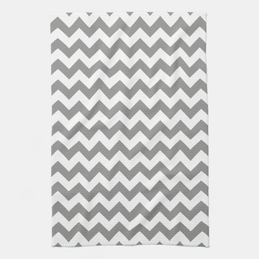 Modern grijs en wit Chevron Zigzag Patroon Theedoek (Verticaal)