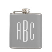 Modern grijs en wit Eenvoudig, drieletterig monogr Heupfles (Voorkant)