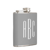 Modern grijs en wit Eenvoudig, drieletterig monogr Heupfles (Rechts)