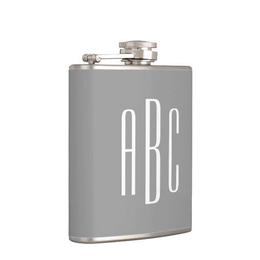 Modern grijs en wit Eenvoudig, drieletterig monogr Heupfles (Rechts)