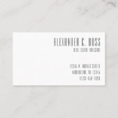 Modern grijs en wit Eenvoudig, drieletterig monogr Visitekaartje (Achterkant)