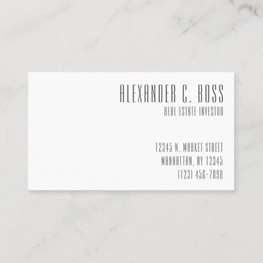 Modern grijs en wit Eenvoudig, drieletterig monogr Visitekaartje (Achterkant)