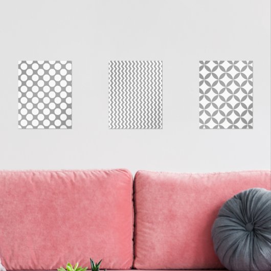 Modern grijs en wit geometrisch Abstract Muurkunst Sets (Woonkamer)