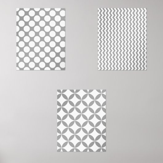 Modern grijs en wit geometrisch Abstract Muurkunst Sets (Voorkant)