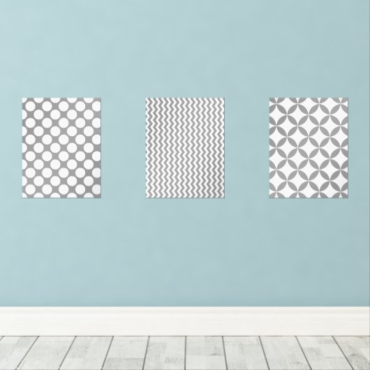 Modern grijs en wit geometrisch Abstract Muurkunst Sets (Houten vloer)
