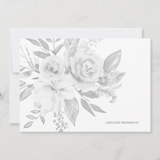 Modern grijs en wit monochromatisch gepersonalisee notitiekaartje (Voorkant)