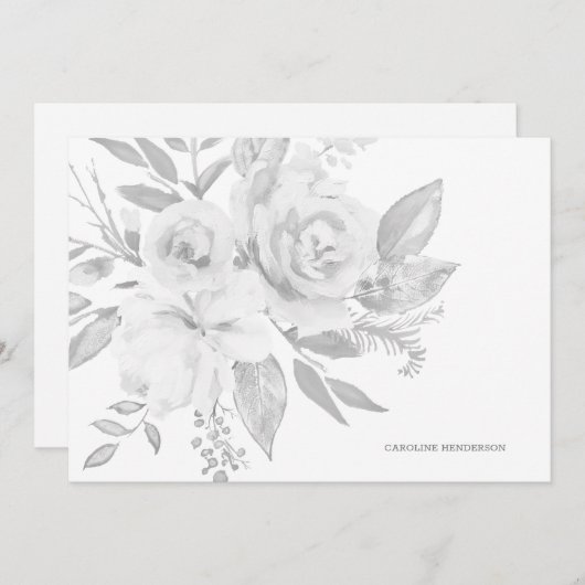 Modern grijs en wit monochromatisch gepersonalisee notitiekaartje (Voorkant / Achterkant)