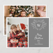 Modern grijs en wit stijlvolle kam 2 foto's feestdagenkaart (Voorkant / Achterkant)