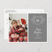 Modern grijs en wit stijlvolle topfoto feestdagenkaart (Voorkant / Achterkant)