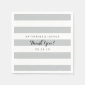 Modern grijs en witte strepen bruiloft servet (Voorkant)