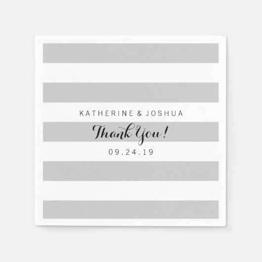 Modern grijs en witte strepen bruiloft servet (Voorkant)