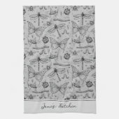 Modern Grijs en Zwart Chef's Keukeninsect Theedoek (Verticaal)