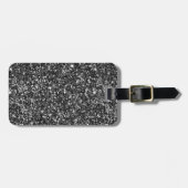 Modern grijs en zwart glitter bagagelabel (Voorkant horizontaal)