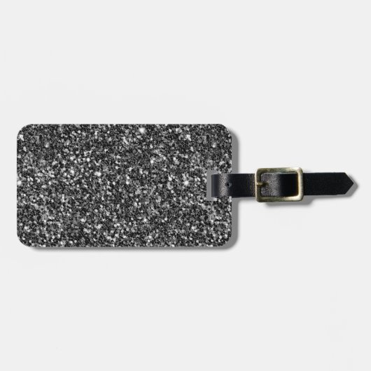 Modern grijs en zwart glitter bagagelabel (Voorkant horizontaal)