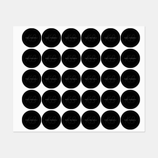 Modern grijs en zwart | Koele Naam & Monogram Labels (Vel)