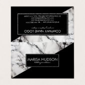 Modern grijs en zwart marmer en zwarte driehoek visitekaartje (Buitenkant ongevouwen)