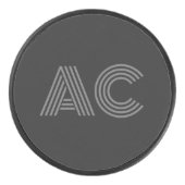 Modern grijs en zwart monogram hockey puck (Voorkant)