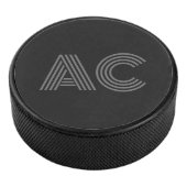 Modern grijs en zwart monogram hockey puck (3/4)