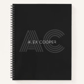 Modern grijs en zwart monogram notitieboek (Voorkant)