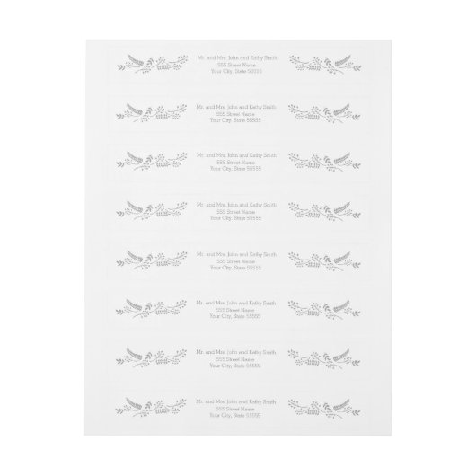 Modern Grijs Foliage Return Adres label (Vel)